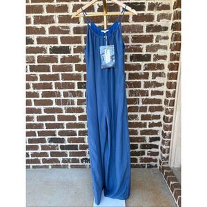 NWT Gold Hawk Blue Silk Jumpsuit With Belt Size Small $340 MSRP